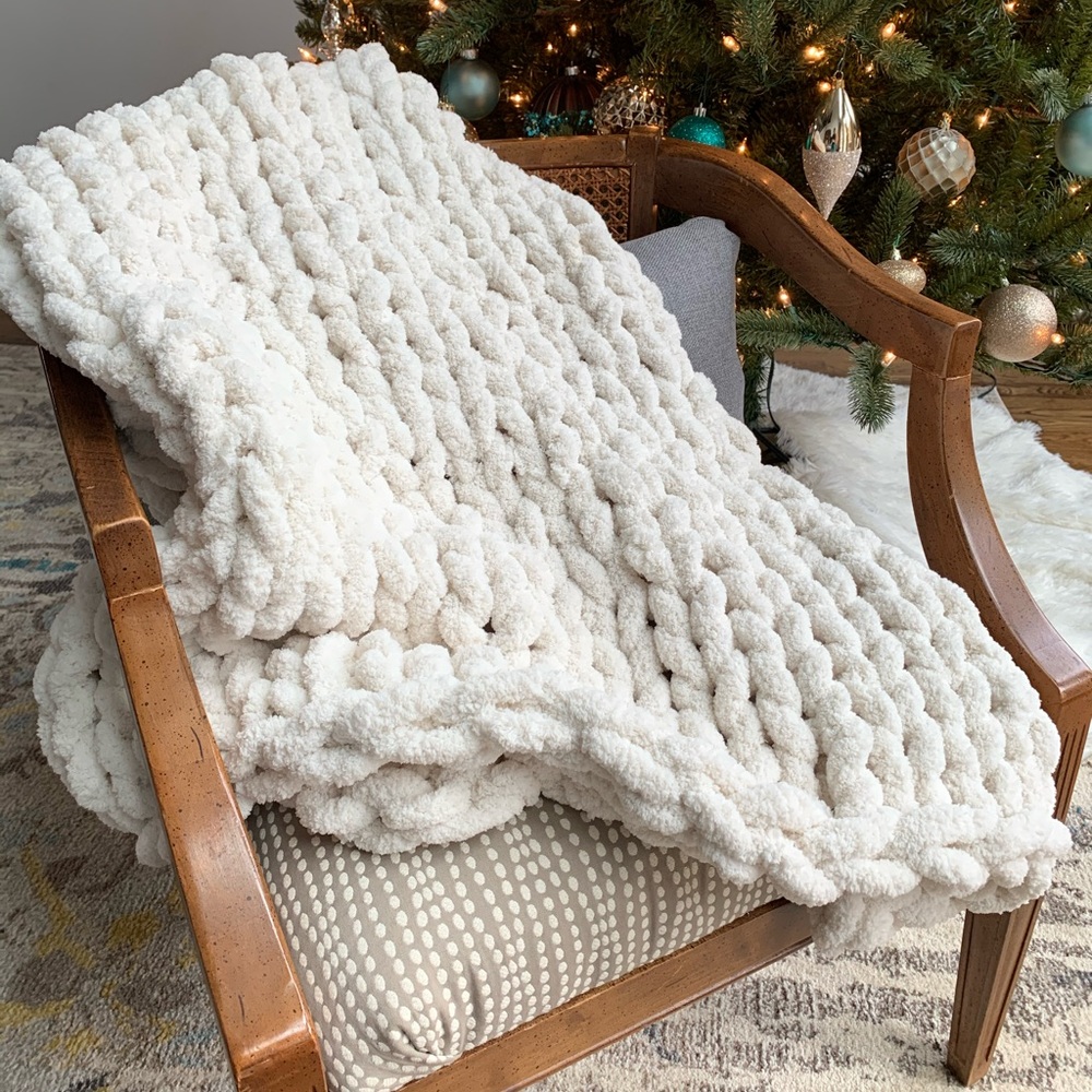 Handmade super soft and cozy oversized chenille throw blanket